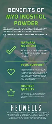 Myo Inositol Powder REDWELLS PCOS & Fertility GMO Free Vegan - 250g Pack REDWELLS Au supplements