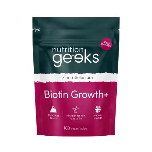 Nutrition Geeks Biotin Hair Growth Supplement - 180 Tablets Enhanced with Zinc Nutrition Geeks Au supplements