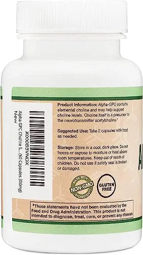 Alpha GPC Choline 600mg Capsules - Brain Support Supplement for Focus, Memory Double Wood Supplements Au supplements