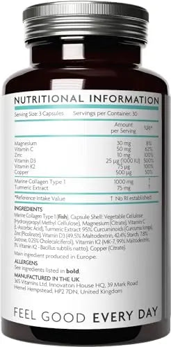 Premium Advanced Collagen Complex for Joint and Bone Health – High Strength Marine Collagen with Vitamin D3 V Vitamini Au supplements