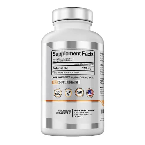 Premium Berberine HCL 1200mg- 180 Vegan Capsules, 100% Pure Berberin Smart Nutra Labs Au supplements