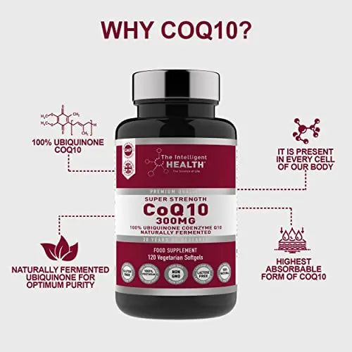 Ubiquinone Coenzyme Q10 300mg Softgel Capsules, 120 Super Strength Vegan Friendly The Intelligent Health Au supplements