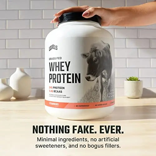 Levels Grass Fed 100% Whey Protein, No Hormones, Strawberry, 5LB Levels Nutrition Au supplements