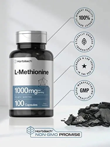 L Methionine 1000mg | 100 Capsules | Non-GMO, Gluten Free | Free Form Supplement Horbäach Au supplements