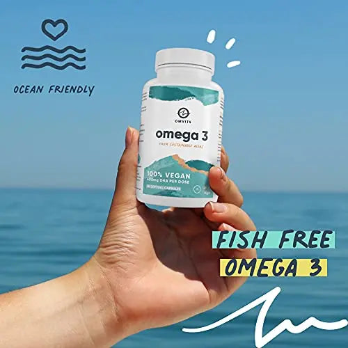Omvits Vegan Omega 3 DHA from Algae Oil 1000mg - 60 Softgel Capsules with Vitamin E Omvits Au supplements