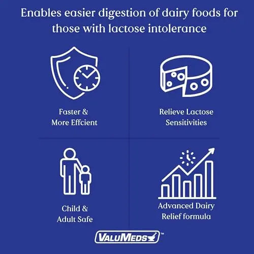 ValuMeds Fast Acting Dairy Relief Lactose Enzymes, 120 Softgels, Help Prevent Gas ValuMeds Au supplements