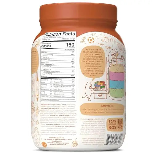 KOS Organic Vegan Protein Powder with 50mg Caffeine, Salted Caramel Coffee KOS Au supplements