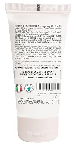 Dulac Arnica Body Massage Gel – Water-Based Cosmetic Massage Gel with Arnica Montana, Fast-Absorbing Lightweight Texture, Non-Greasy Feel, Dermatologically Tested, 1.7 Fl Oz DULÀC FARMACEUTICI 1982 Au supplements