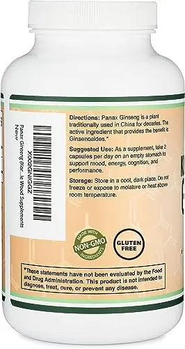 Ginseng Capsules (Korean Red Ginseng Extract, Panax Ginseng 10% Ginsenosides) Double Wood Supplements Au supplements