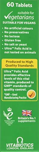 Vitabiotics Ultra Folic Acid Tablets 400 mcg Vitamin B9 with Vitamin B12-60 Tablets Vitabiotics Ultra Au supplements