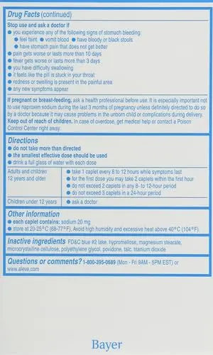 Aleve Caplets, Naproxen Sodium 220 mg (NSAID), Pain Reliever/Fever Reducer, #1 Orthopedic Surgeon Recommended, 270 Count Aleve Au supplements