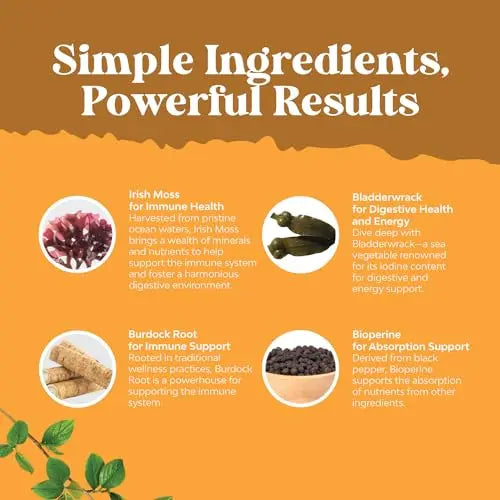Organic Irish SeaMoss Capsules - Sea Moss and Bladderwrack Capsules with Burdock Natures Craft Au supplements