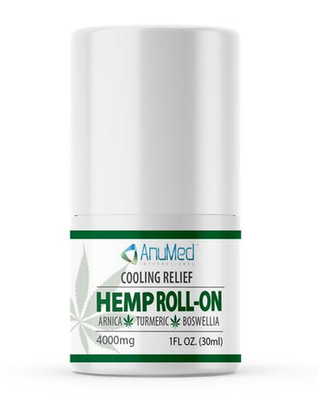 ANUMED Hemp Roll-On 4000mg Pain Relief. Fast Acting, Long Lasting, Maximum Strength with Arnica + Turmeric for Anti-Inflammatory, Natural Recovery, Joint, Muscle, Nerve Pain Reliever 2 Packs of (1oz) AnuMed International Au supplements