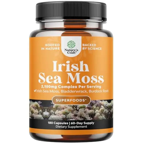 Organic Irish SeaMoss Capsules - Sea Moss and Bladderwrack Capsules with Burdock Natures Craft Au supplements