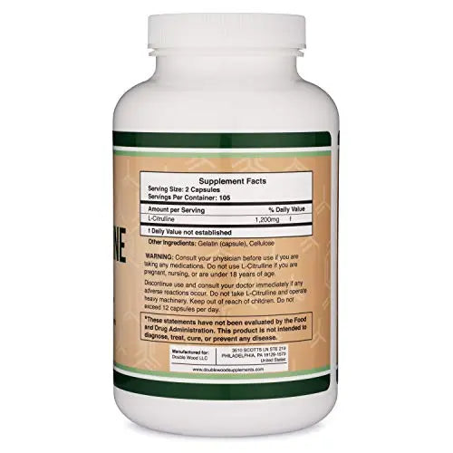 L Citrulline Capsules 1,200mg Per Serving, 210 Count (L-Citrulline Increases Levels Double Wood Supplements Au supplements