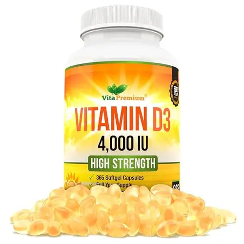 Vitamin D 4,000 IU Softgels, Maximum Strength Vitamin D3 Supplement, 365 Easy to Swallo Vita Premium Au supplements