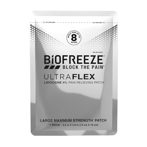 Biofreeze Ultraflex Maximum Strength 4% Lidocaine Patches, Non-Menthol, Flexible Pain Relief Patch for Lower Back, Lidocaine Patch for Neck, Knee, Shoulder, 4 Large Pain Patches Biofreeze Au supplements