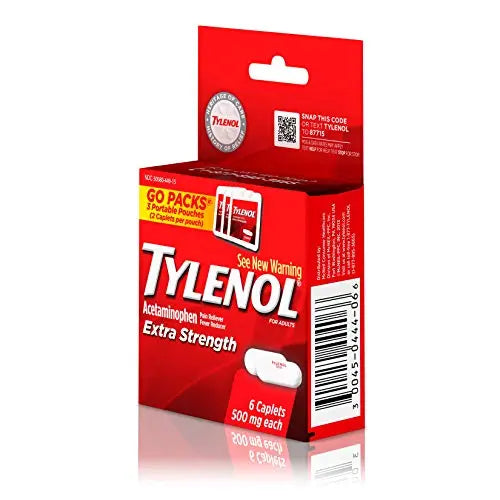 Tylenol Extra Strength 500 mg Acetaminophen Caplets, Pain Reliever & Fever Reducer, Acetaminophen for Minor Arthritis Pain, Headache, Backache & Menstrual Pain Relief, Travel Size, 6 Ct Tylenol Au supplements
