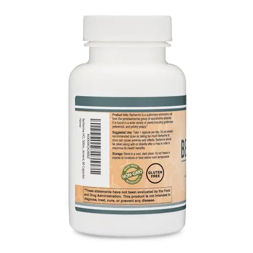 Berberine Supplement 500mg, 60 Capsules (Third Party Tested, Manufactured in The USA Double Wood Supplements Au supplements