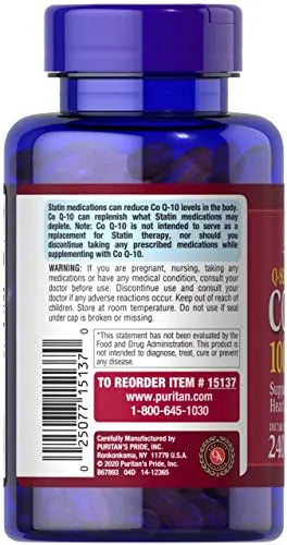 Puritan's Pride CoQ10 100mg, Supports Heart Health, 240 Rapid Release Softgels Puritan's Pride Au supplements
