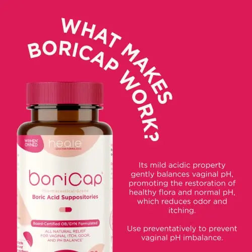 BoriCap - Boric Acid Suppositories for Women - 600 mg - Vaginal Health, pH Balance, Itch & Odor - Natural BoriCap Au supplements