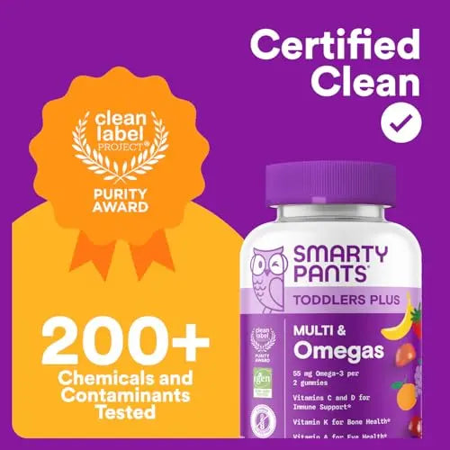 SmartyPants Toddler Multivitamin Gummies - Improved Formula: Omega 3 (DHA/EPA), Vitamins D3, C, Vitamin B12, B6, A, K & Zinc SmartyPants Au supplements