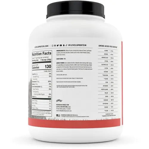 Levels Grass Fed 100% Whey Protein, No Hormones, Strawberry, 5LB Levels Nutrition Au supplements