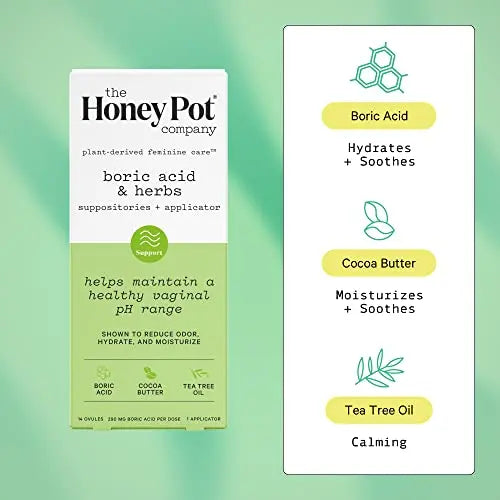 The Honey Pot Company 7 Day Boric Acid & Herbs Suppositories - Maintains and Balances Healthy The Honey Pot Company Au supplements