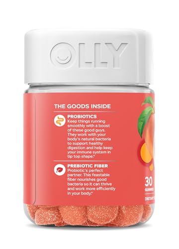 OLLY Probiotic + Prebiotic Gummy, Digestive Support and Gut Health, 500 Million CFUs, Fiber, Adult Chewable Supplement OLLY Au supplements