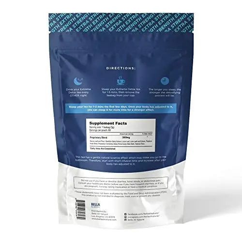 Bella All Natural Extreme Detox Tea - Body Cleanse, Colon Cleanser & Detox, Natural Herbs Bella All Natural Au supplements