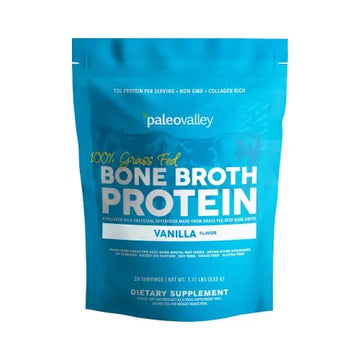 Paleovalley 100% Grass Fed Bone Broth Protein Powder - Vanilla - Rich in Collagen for Hair Paleovalley Au supplements