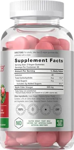 Horbaach Vegan Apple Cider Vinegar Gummies | 90 Count | ACV Supplement | Natural Horbäach Au supplements