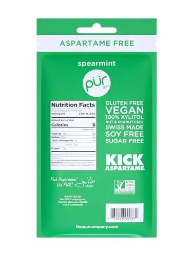 PUR Gum | Aspartame Free Chewing Gum | 100% Xylitol | Natural Spearmint Flavored Gum PUR Au supplements