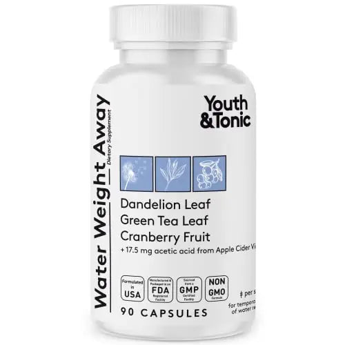 Youth & Tonic Natural Water Pills (90 Count) for Swelling Belly Bloating Youth & Tonic Au supplements