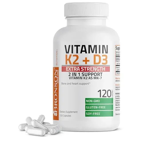 Bronson Vitamin K2 (MK7) with D3 Extra Strength Supplement Bone and Heart Health Non Bronson Au supplements