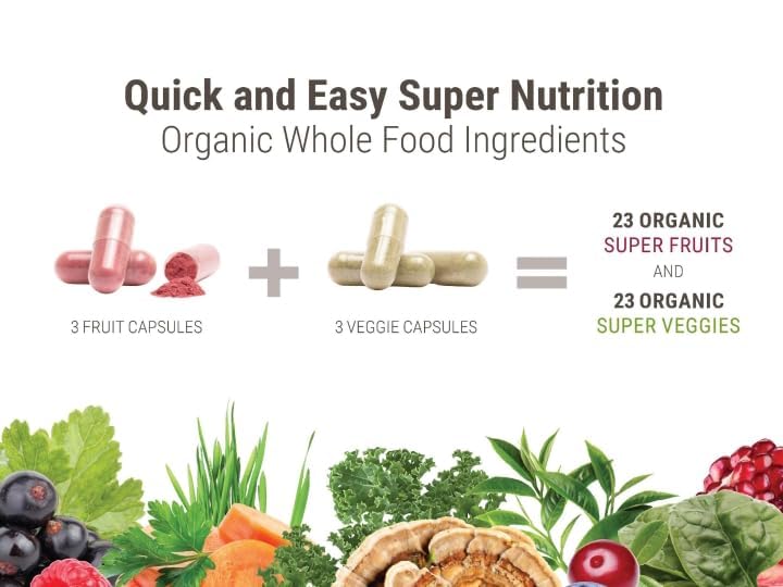 Juce Original Formula - Organic Super Fruit & Veggies Supplement - Gluten/Gelatin Free, Soy Free & Vegan- Reds & Greens Superfood Capsules- 23 Fruits & 23 Vegetables (180 Count)- By Terra Kai Organics Terra Kai Organics Au supplements
