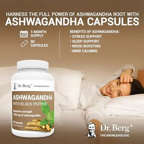 Dr. Berg Ashwagandha Capsules 1500mg - Includes Organic Ashwagandha Root Dr. Berg Nutritionals Au supplements