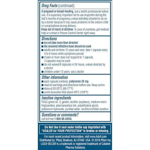 Advil Liqui-Gels Pain Reliever And Fever Reducer, Pain Medicine For Adults With Ibuprofen 200mg For Headache, Backache, Menstrual Pain And Joint Pain Relief - 40 Liquid Filled Capsules Advil Au supplements
