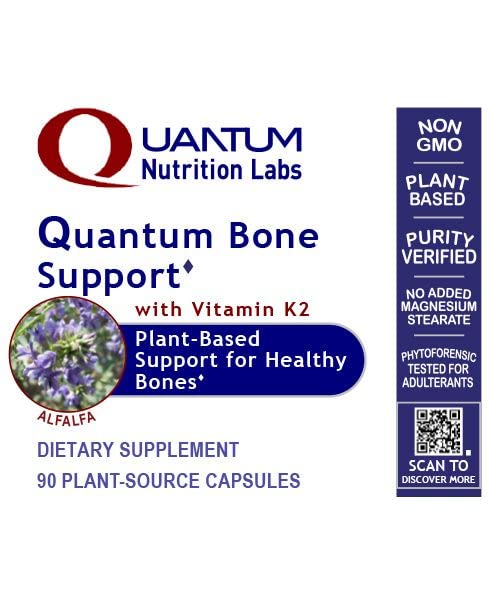 Quantum Nutrition Labs Quantum Bone Health - Bone Health Vitamins, Bone Strength Supplement for Women and Men, Organic Calcium Supplement with Fermented Vitamin K2, Bone Health Support - 90 Capsules Quantum Nutrition Au supplements