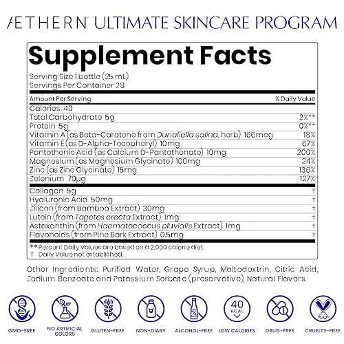 Collagen Drink + Hyaluronic Acid. Liquid Skincare Supplement. 12 High-Grade Natural Ingredients AETHERN Au supplements