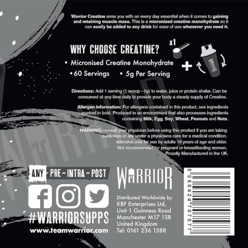 Warrior Creatine Monohydrate Powder – 300g – Micronised for Easy Mixing Warrior Au supplements