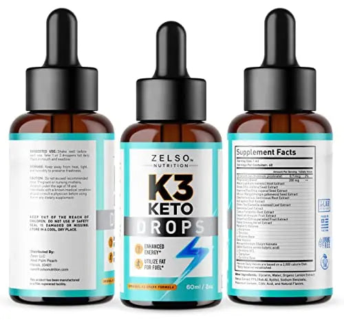 K3 Keto Drops for Weight Loss - Fat Burner & Metabolism Booster | Advanced Keto Carb ZELSO Au supplements