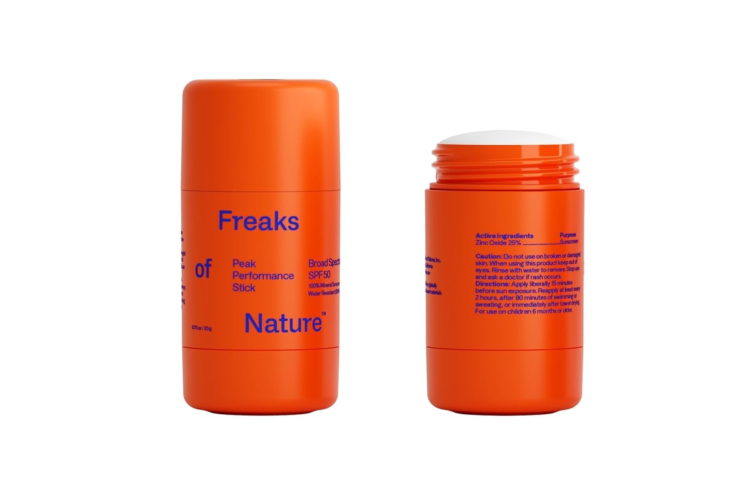 Peak Performance Sun Stick SPF 50 | 100% Mineral Sunscreen | Lightweight, 40-Min Water-Resistant | Plant-Based, Eco-Friendly, Reef-Safe, Cruelty-Free | All Skin Types | 0.70 oz | Pack of 2 Freaks of Nature Au supplements
