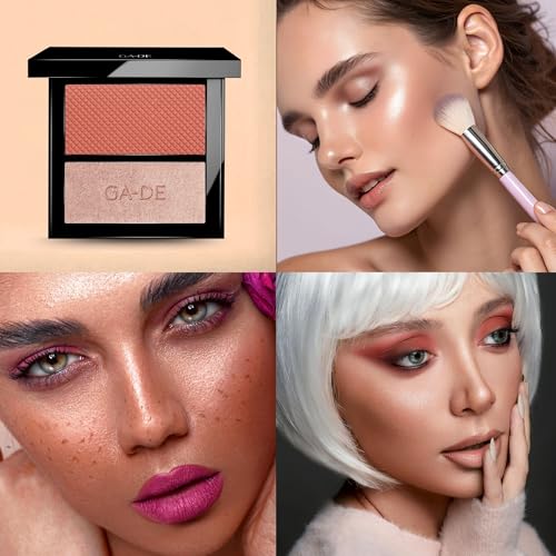 GA-DE Velveteen Blush and Shimmer Duet, 50 - Formulated with Micronized Pearls and Pigments for Sculpting Face and Décolleté - Paraben-Free - 0.26 oz GA-DE Au supplements