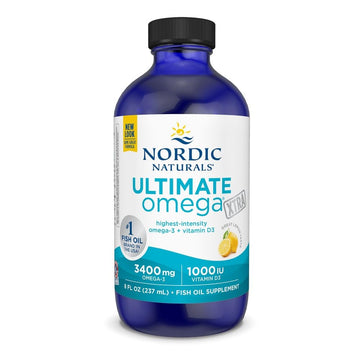 Nordic Naturals Ultimate Omega Xtra Liquid, Lemon Flavor - 8 oz - 3400 mg Omega-3 + 1000 IU Vitamin D3 - EPA & DHA - Brain, Heart, Joint, & Immune Health - Non-GMO - 48 Servings Nordic Naturals Au supplements