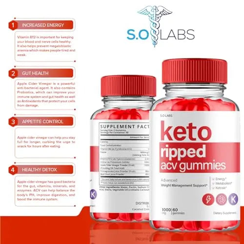 (5 Pack) Keto Ripped ACV Gummies, Keto Ripped ACV Gummies Advanced Weight Loss S.O Labs Au supplements