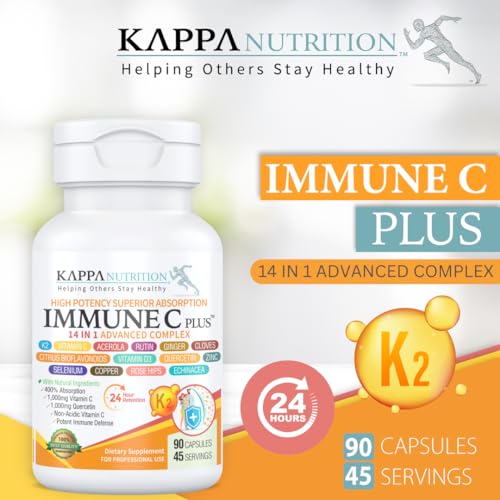 Quercetin 1,000mg, Vitamin C 1,000mg, Zinc 50mg, Vitamin D3 5,000iu, Selenium, Copper, Acerola, Ginger, Rutin, Bitter Orange, Rose Hips, Echinacea, Immune C Plus, 14 in 1 Immune C Plus (120 Count) KAPPA NUTRITION Au supplements