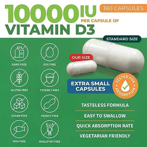 ForestLeaf - Vitamin D3 IU Weekly Supplement (Unflavored -10000-180 Count) ForestLeaf Au supplements