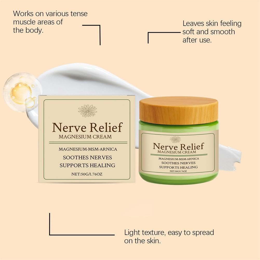 Total Relief Magnesium Cream for Nerve Relief with MSM & Arnica — Soothing Topical Support for Neuropathy & Muscle Relaxation — 2 Pack Value Set (3.52oz Total) Generic Au supplements