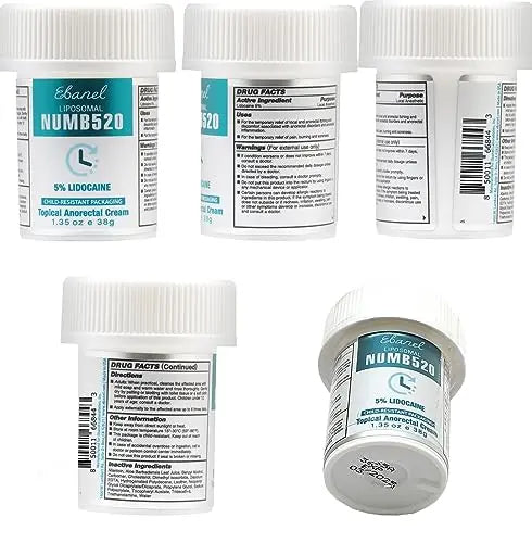 Ebanel 5% Lidocaine Numbing Cream, Pain Relief Burn Itch Numb Cream, Maximum Strength Topical Anesthetic with Allantoin, Vitamin E for Local and Anorectal Uses, Hemorrhoid Treatment, 1.35 Oz Ebanel Au supplements